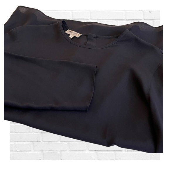 Giorgio Armani Vintage Silk Tunic Sheer Black Blouse Classic Y2K Women’s Size 14 - Picture 4 of 8